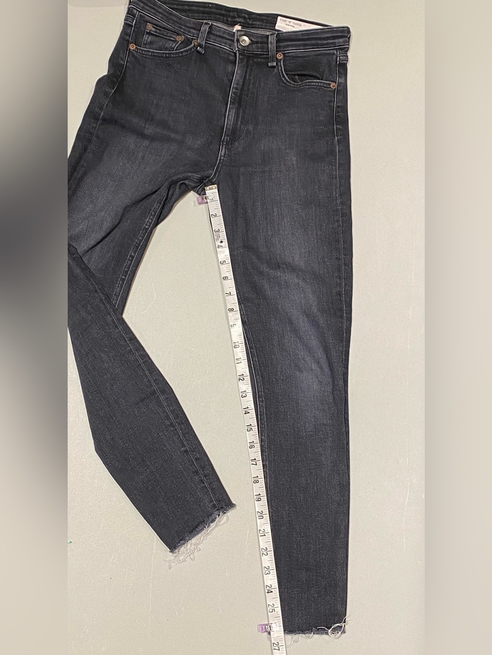 Rag & Bone Nina High Rise Ankle Skinny Jeans, Black/Gray wash, size 27 - Picture 3 of 8